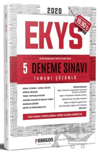 2020 EKYS Okul Müdür ve Müdür Yardımcılığı Tamamı Çözümlü 5 Deneme Sınavı – Kolektif – Paragon Yayıncılık kitap kapağı