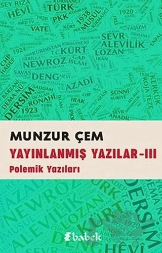 Yayınlanmış Yazılar -3 – Munzur Çem – Babek Yayınları kitap kapağı