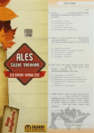 ALES Çek Kopart Yaprak Test - Sözel Yetenek – Kolektif – Tasarı Eğitim Yayınları kitap kapağı
