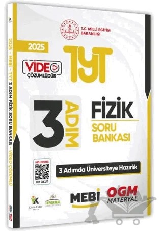 2025 TYT MEBİ-OGM 3 ADIM Fizik Soru Bankası Video Çözümlü – Kolektif – Karakutu Yayın kitap kapağı