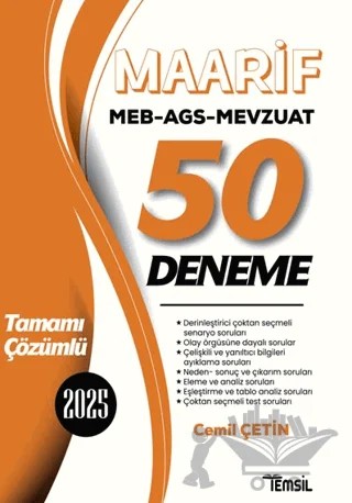 MEB-AGS Mevzuat MAARİF 50 Deneme Çözümlü – Cemil Çetin – Temsil Kitap kitap kapağı