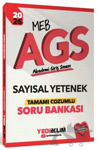 2026 MEB AGS Sayısal Yetenek Tamamı Çözümlü Soru Bankası – Kolektif – Yediiklim Yayınları kitap kapağı
