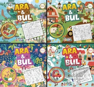 Ara ve Bul / Gizli Resimleri Bul-4’lü Seri (Macera-Keşif-Sürpriz-Eğlence Dolu Bulmacalar) – Kolektif – Karatay Çocuk kitap kapağı