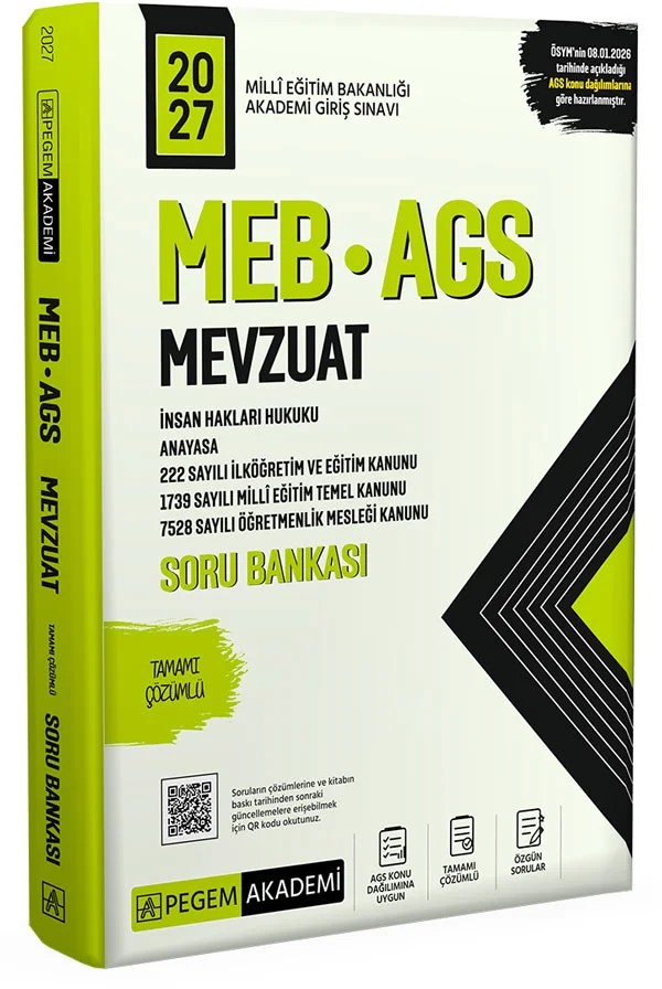 2027 MEB AGS Soru Bankası Tamamı Çözümlü Mevzuat – Değerli Okuyucularımız – Pegem Akademi Yayıncılık kitap kapağı
