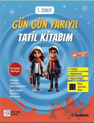 1. Sınıf Gün Gün Yarı Yıl Tatil Kitabım – Kolektif – Tudem Yayınları - Bayilik kitap kapağı