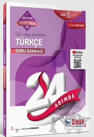 8. Sınıf 24 Adımda Türkçe Soru Bankası – Kolektif – Sınav Yayınları kitap kapağı