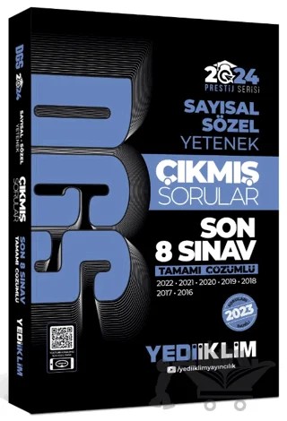 2024 DGS Sayısal Sözel Yetenek Tamamı Çözümlü Son 8 Sınav Çıkmış Sorular – Kolektif – Yediiklim Yayınları kitap kapağı
