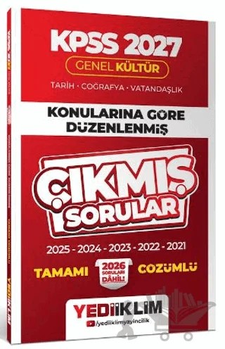 2027 KPSS Genel Kültür Konularına Göre Düzenlenmiş Tamamı Çözümlü Çıkmış Sorular – Kolektif – Yediiklim Yayınları kitap kapağı