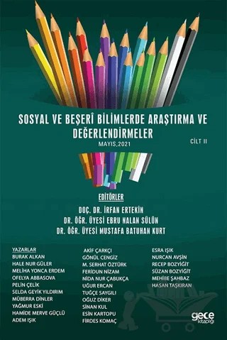 Sosyal ve Beşeri Bilimlerde Araştırma ve Değerlendirmeler Mayıs Cilt 2 – Ebru Nalan Sülün, İrfan Ertekin, Mustafa Batuhan Kurt – Gece Kitaplığı kitap kapağı