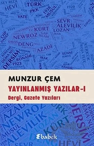 Yayınlanmış Yazılar -1 – Munzur Çem – Babek Yayınları kitap kapağı