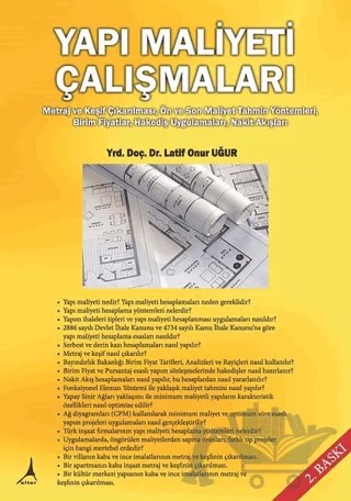 Yapı Maliyeti Çalışmaları – Latif Onur Uğur – Alter Yayıncılık kitap kapağı