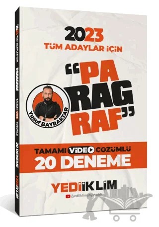 2023 Tüm Adaylar İçin Paragraf Tamamı Video Çözümlü 20 Deneme – Kolektif – Yediiklim Yayınları kitap kapağı
