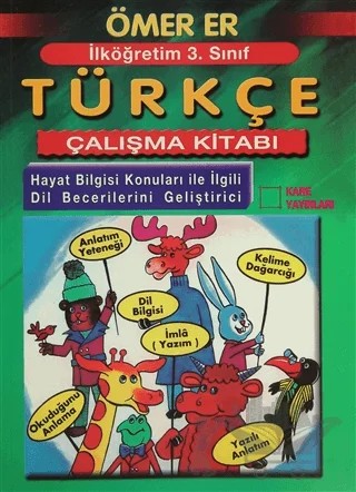 İlköğretim 3. Sınıf Türkçe Çalışma Kitabı – Ömer Er – Kare Yayınları kitap kapağı