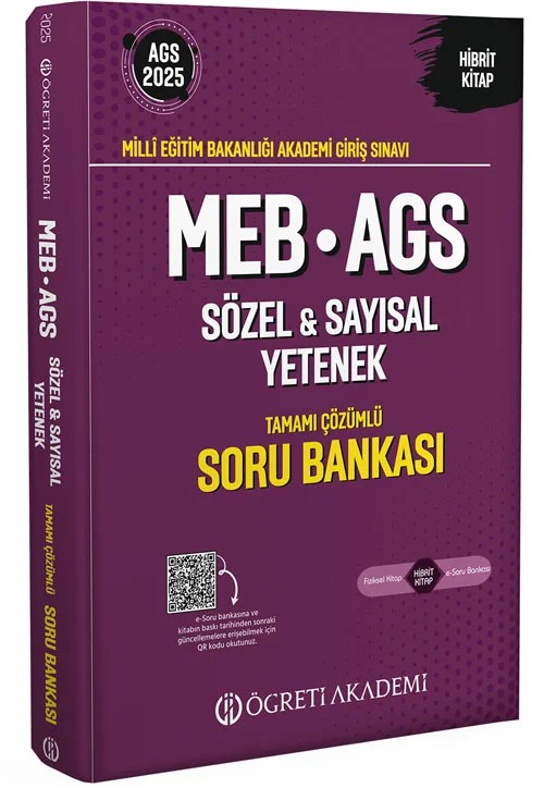 2025 MEB-AGS Soru Bankası Tamamı Çözümlü Sözel-Sayısal Yetenek – Sayısal Yetenek – Öğreti Akademi kitap kapağı