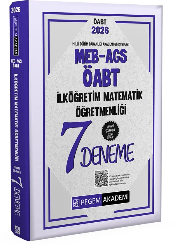 2026 MEB AGS ÖABT İlköğretim Matematik Öğretmenliği Tamamı Çözümlü 7 Deneme – Değerli Öğretmen Arkadaşlarımız – Pegem Akademi Yayıncılık kitap kapağı