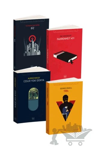 Kara Dörtleme Seti – Yevgeni Zamyatin, Aldous Huxley, George Orwell, Ray Bradbury – İthaki Yayınları kitap kapağı