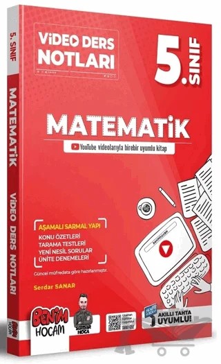 5. Sınıf Matematik Video Ders Notları – Serdar Sanar – Benim Hocam Yayınları kitap kapağı