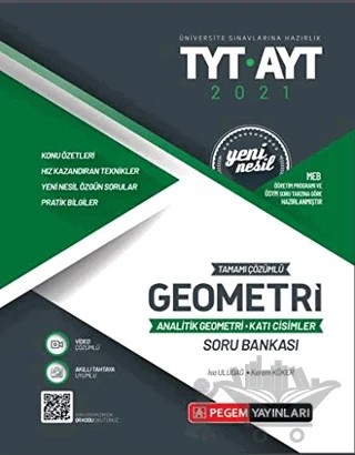 2021 TYT-AYT Tamamı Çözümlü Geometri Analitik Geometri - Katı Cisimler Soru Bankası – Kolektif – Pegem Akademi Yayıncılık kitap kapağı
