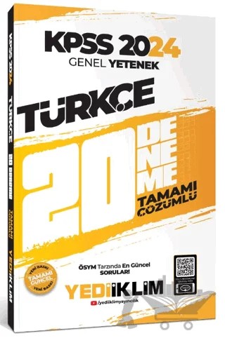 2024 KPSS Genel Yetenek Türkçe Tamamı Çözümlü 20 Deneme – Kolektif – Yediiklim Yayınları kitap kapağı