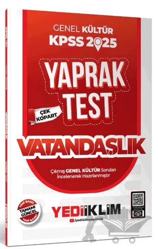 2025 KPSS Genel Kültür Vatandaşlık Çek Kopart Yaprak Test – Kolektif – Yediiklim Yayınları kitap kapağı