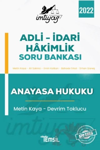 İmtiyaz - 2022 Adli İdari Hakimlik Soru Bankası – Erhan Güneş, Bahadır Erkol, Emin Kalkan, Ali Sakinci, Metin Kaya – Temsil Kitap kitap kapağı