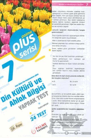 7. Sınıf Plus Serisi Din Kültürü ve Ahlak Bilgisi Yaprak Test – Tayfun Kaplan – Palme Yayınları kitap kapağı