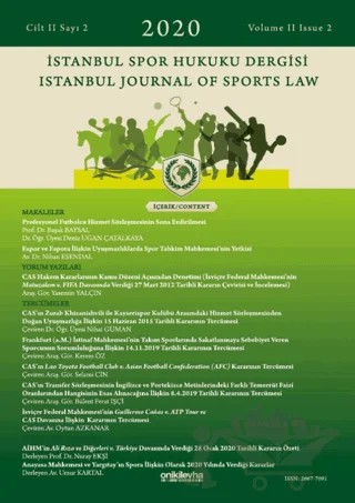 İstanbul Spor Hukuku Dergisi Cilt 2 Sayı: 2 – On İki Levha Yayınları kitap kapağı