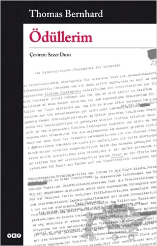 Ödüllerim – Thomas Bernhard – Yapı Kredi Yayınları kitap kapağı