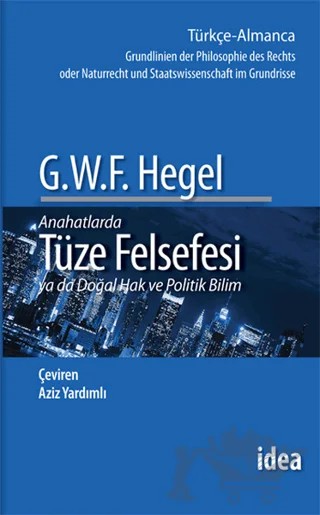 Anahatlarda Tüze Felsefesi ya da Doğal Hak ve Politik Bilim – Georg Wilhelm Friedrich Hegel – İdea Yayınevi kitap kapağı