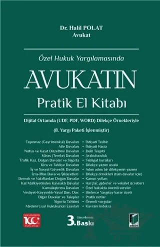 Özel Hukuk Yargılamasında Avukatın Pratik El Kitabı – Halil Polat – Adalet Yayınevi kitap kapağı