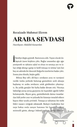 Araba Sevdası – Recaizade Mahmut Ekrem – Turkuvaz Kitap kitap kapağı