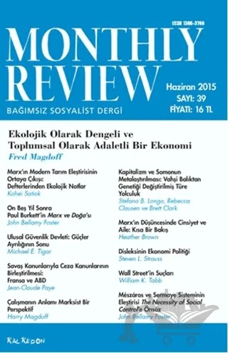 Monthly Review Bağımsız Sosyalist Dergi Sayı: 39 / Haziran 2015 – Monthly Review Dergisi kitap kapağı