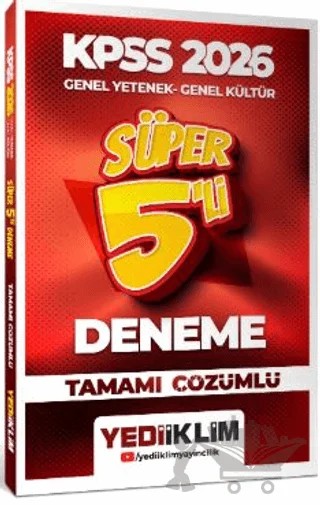 2026 KPSS Genel Yetenek Genel Kültür Tamamı Çözümlü Süper 5 li Deneme – Kollektif – Yediiklim Yayınları kitap kapağı