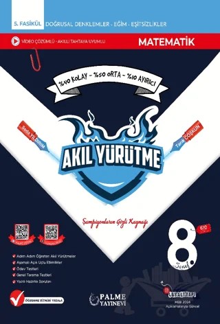 8. Sınıf Akıl Yürütme Matematik Video Çözümlü – Seda Yıldırım, Tarık Coşkun – Palme Yayınları kitap kapağı
