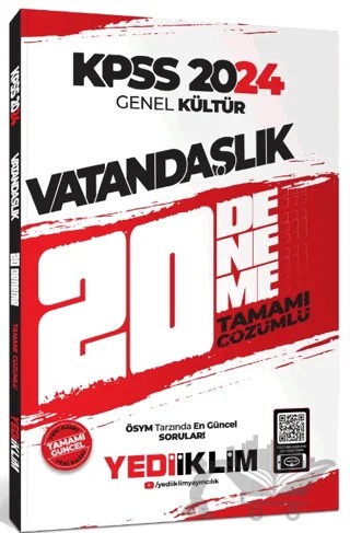 KPSS Genel Kültür Vatandaşlık Tamamı Çözümlü 20 Deneme – Kolektif – Yediiklim Yayınları kitap kapağı