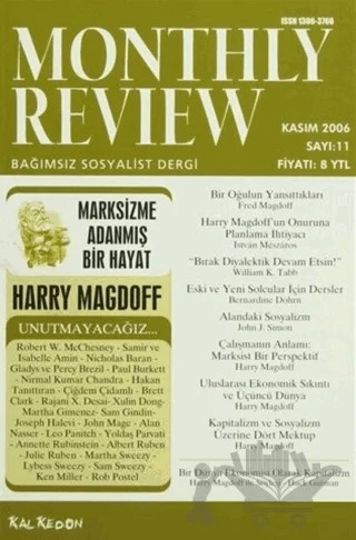 Monthly Review Bağımsız Sosyalist Dergi Sayı: 11 / Kasım 2006 – Monthly Review Dergisi kitap kapağı
