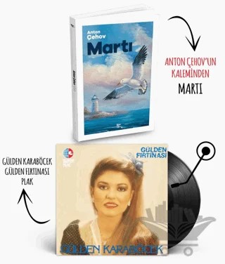 Plaklı Kitaplar - Martı - Gülden Karaböcek - Gülden Fırtınası Plak – Anton Pavloviç Çehov – Plak kitap kapağı