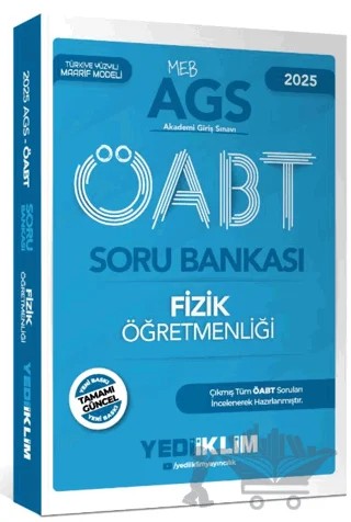 2025 MEB AGS ÖABT Fizik Öğretmenliği Soru Bankası – Kollektif – Yediiklim Yayınları kitap kapağı