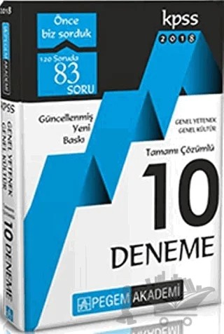 2018 KPSS Genel Yetenek Genel Kültür Tamamı Çözümlü 10 Deneme – Kolektif – Pegem Akademi Yayıncılık kitap kapağı