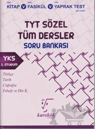 YKS TYT Sözel Tüm Dersler Soru Bankası 1. Oturum – Kolektif – Karekök Yayıncılık kitap kapağı