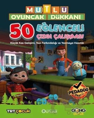 Mutlu Oyuncak Dükkanı - 50 Eğlenceli Çizgi Çalışması – Kolektif – Gong Çocuk kitap kapağı