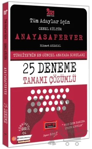 2021 Tüm Adaylar İçin AnayasaPerver Tamamı Çözümlü 25 Deneme – Hikmet Aksakal – Yargı Yayınevi kitap kapağı