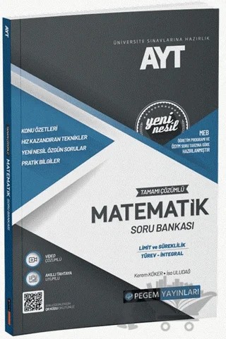 AYT Tamamı Çözümlü Matematik Soru Bankası – Kolektif – Pegem Akademi Yayıncılık kitap kapağı
