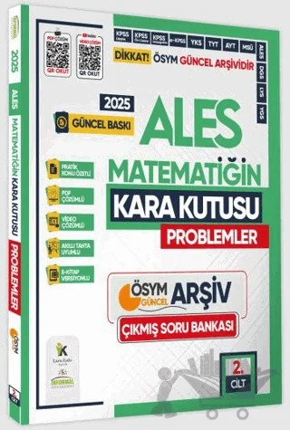 2025 ALES Matematiğin Kara Kutusu 2. Cilt Problem Konu Özetli Dijital Çözümlü ÖSYM Çıkmış Soru Bankası – Kolektif – Karakutu Yayın kitap kapağı
