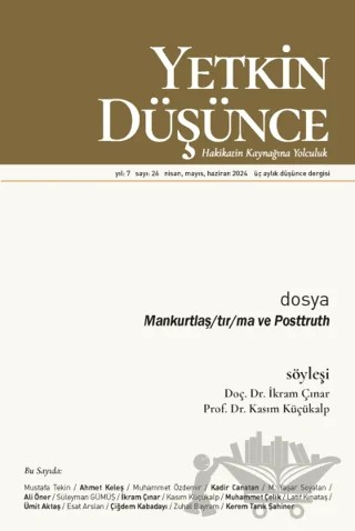 Yetkin Düşünce Dergisi Yıl: 7 Sayı 26 - Nisan, Mayıs, Haziran 2024 – Yetkin Düşünce Dergisi kitap kapağı