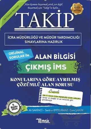 Takip Çıkmış İcra Müdürlüğü Alan Bilgisi Çıkmış Soru Bankası – Sertkan Erdurmaz, Cem Şahin, Ali Sakinci – Temsil Kitap kitap kapağı