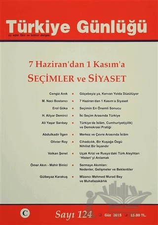 Türkiye Günlüğü Dergisi Sayı: 124 Güz 2015 – Cedit Neşriyat kitap kapağı