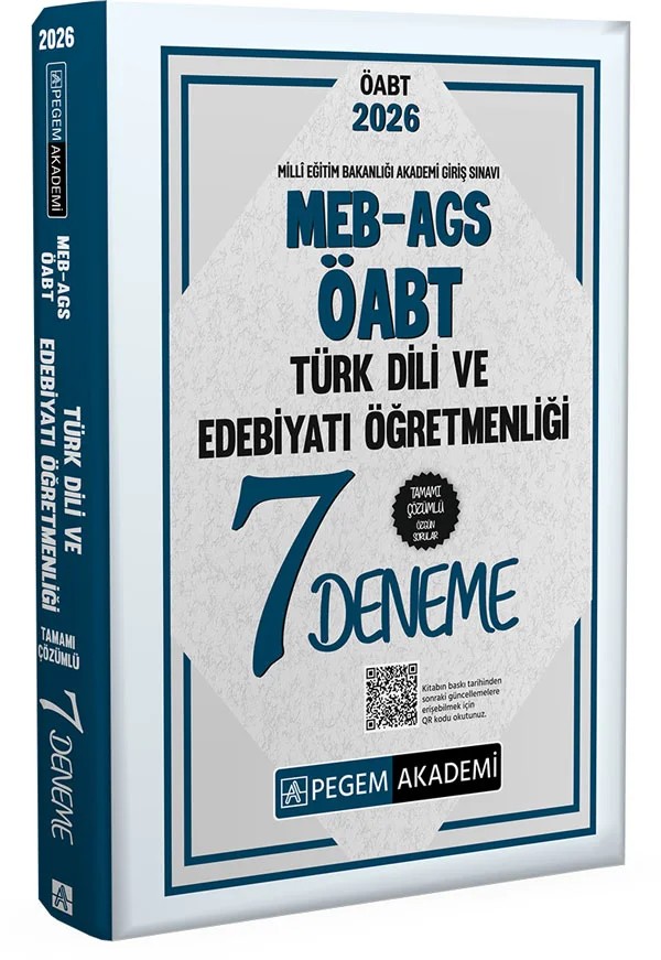 2026 MEB AGS ÖABT Türk Dili Ve Edebiyatı Öğretmenliği Tamamı Çözümlü 7 Deneme – Değerli Öğretmen Arkadaşlarımız – Pegem Akademi Yayıncılık kitap kapağı