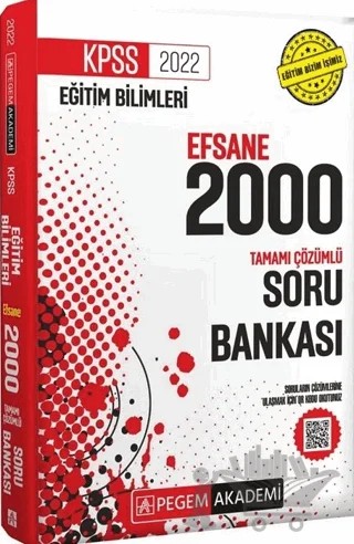 2022 KPSS Eğitim Bilimleri Efsane 2000 Tamamı Çözümlü Soru Bankası – Kolektif – Pegem Akademi Yayıncılık kitap kapağı