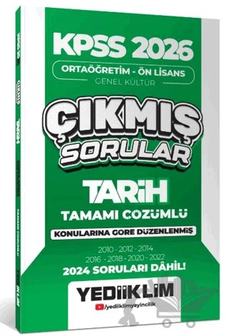 KPSS 2026 Ortaöğretim - Ön Lisans Tarih Konularına Göre Çıkmış Sorular (2024 Soruları Dahil) – Kollektif – Yediiklim Yayınları kitap kapağı